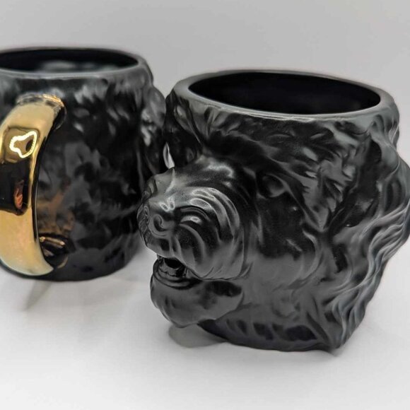 Adorable Tabitha Brown Poodle Mugs with Gold Handle - Set of 2 - Picture 1 of 11
